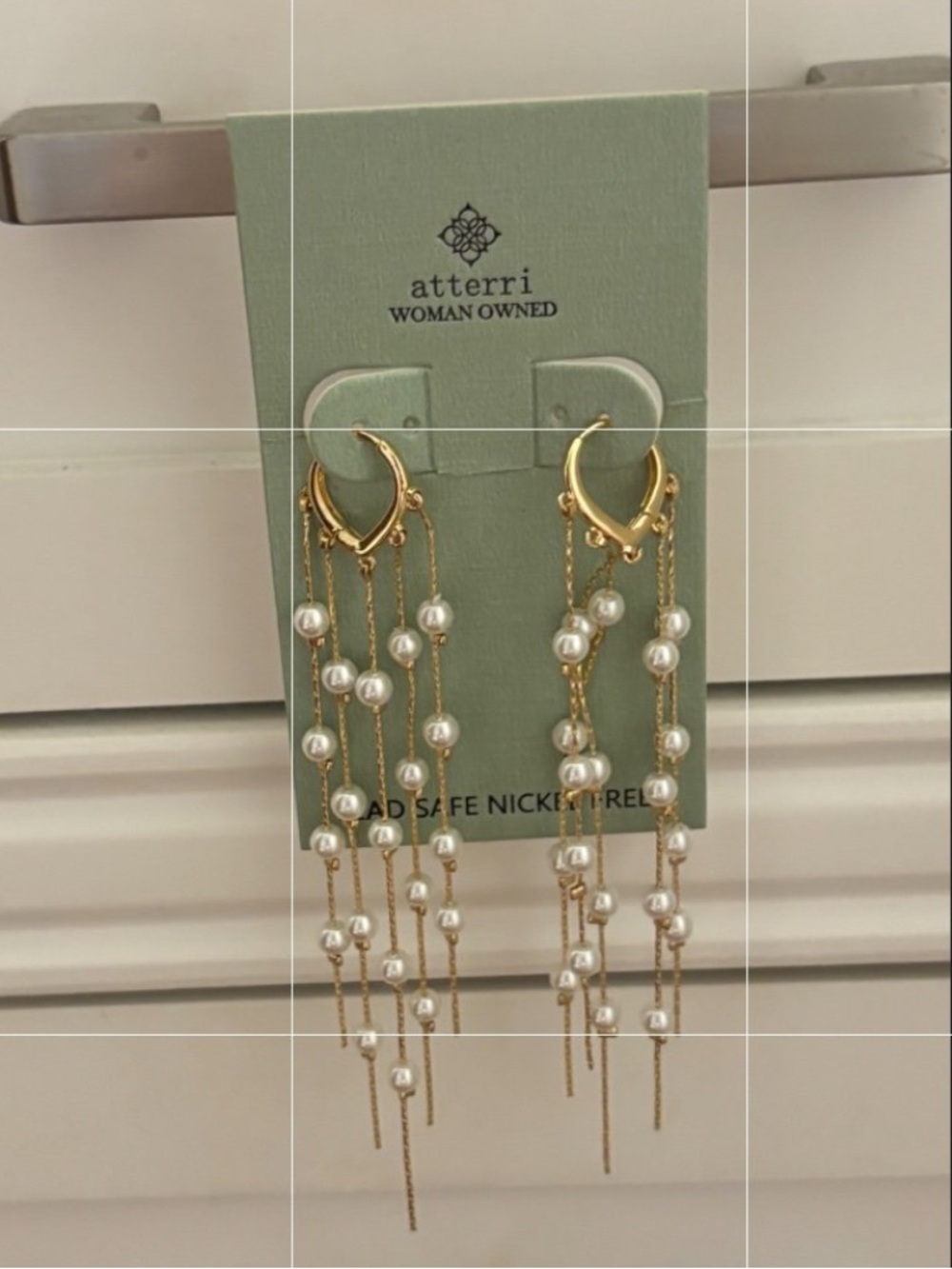 Atterri Gold and Pearl Dangle Earrings